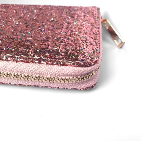 1 LEFT! Pink Glitter Fancy Elegant Glitter Wallet Holiday Date Wedding - Picture 5 of 6